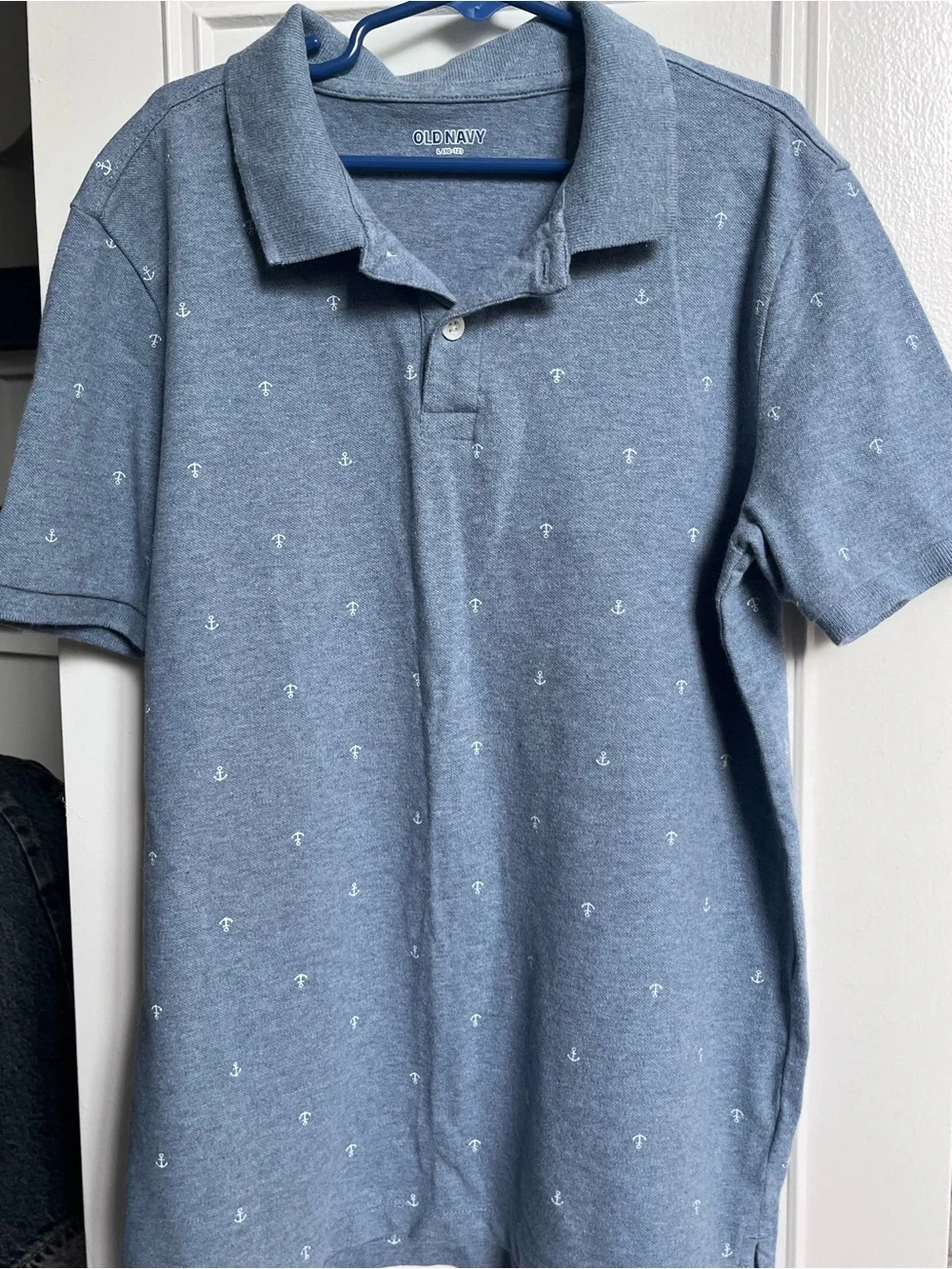Old Navy Light Blue Polo with Tiny White Anchor Print